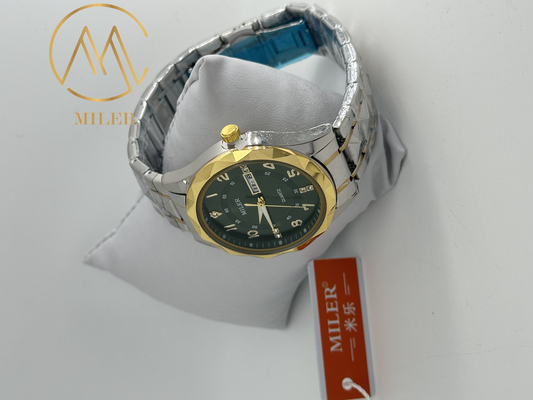 Water-Resistant Stainless Steel Strap Watch With Digital Display And Quartz Movement