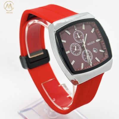 Water Resistant Men's Silicone Watches Quartz Movement Custom Logo