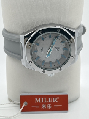 White Dial Analog Silicon Strap Watch With Fluorescent Hands Blue Buckle