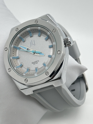 Classic Black Silicon Strap Watch Mens Watch With Elastic Band White Dial
