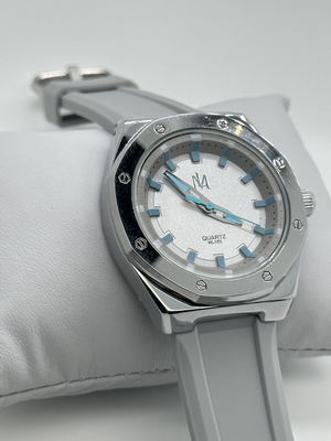Classic Black Silicon Strap Watch Mens Watch With Elastic Band White Dial