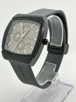 Waterproof Silicone Strap Watch with Leather Band 3ATM Quartz Wrist Watch
