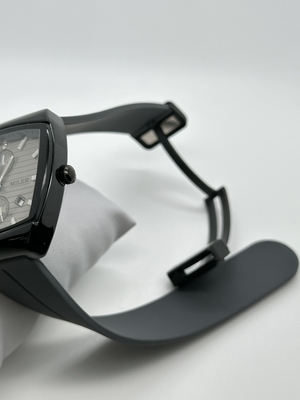 Waterproof Silicone Strap Watch with Leather Band 3ATM Quartz Wrist Watch