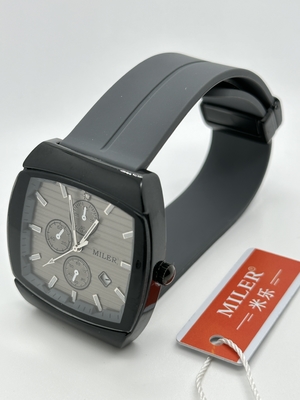 Waterproof Silicone Strap Watch with Leather Band 3ATM Quartz Wrist Watch