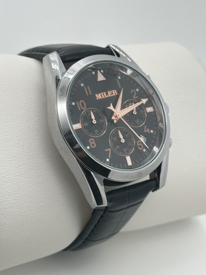 Miller Leather Quartz Light Watch Waterproof Women's Watch Black Leather Band