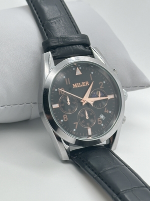 Miller Leather Quartz Light Watch Waterproof Women's Watch Black Leather Band