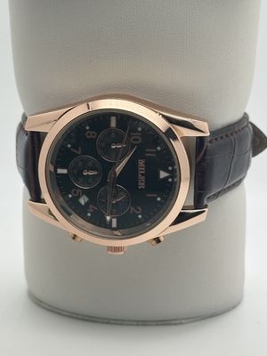 30m Waterproof Light Quartz Watch With Black Dial And Mineral Glass Surface