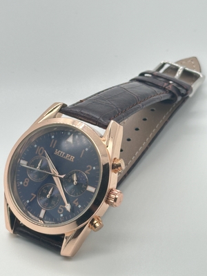 30m Waterproof Light Quartz Watch With Black Dial And Mineral Glass Surface