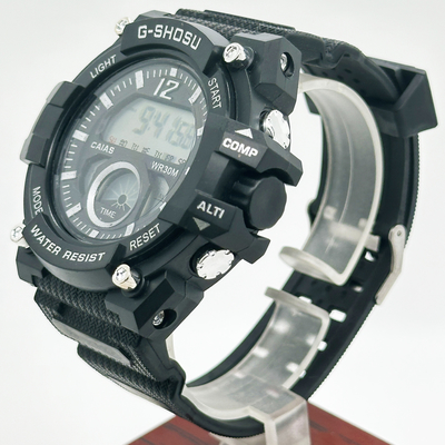 Stainless Steel Case Sport Quartz Light Wrist Watch Round With Digital Display Feature