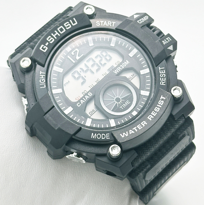 Stainless Steel Case Sport Quartz Light Wrist Watch Round With Digital Display Feature