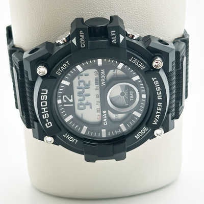 Stainless Steel Case Sport Quartz Light Wrist Watch Round With Digital Display Feature