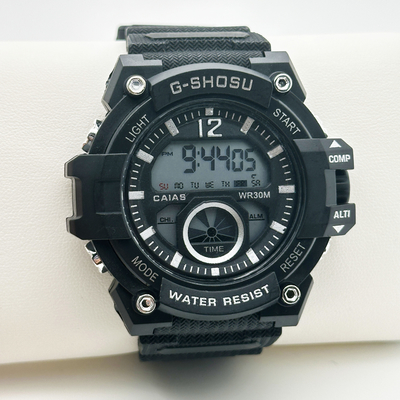 Stainless Steel Case Sport Quartz Light Wrist Watch Round With Digital Display Feature