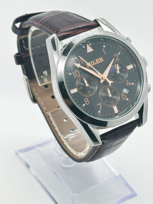 Simple Design Round Case Quartz Movement Wristwatch with Denim Leather Strap for Men