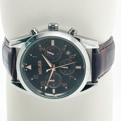 30ATM Waterproof Quartz Wrist Watch featuring Denim Leather Strap and Hook Buckle