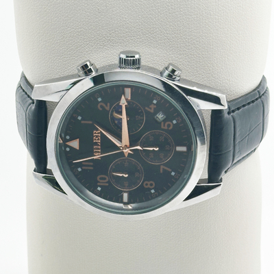 OEM Round Leather Wrist Band Watch Gift Quartz Watch Customized