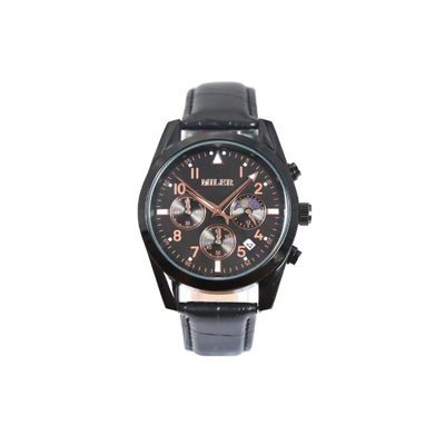 30ATM Waterproof Quartz Wrist Watch featuring Denim Leather Strap and Hook Buckle