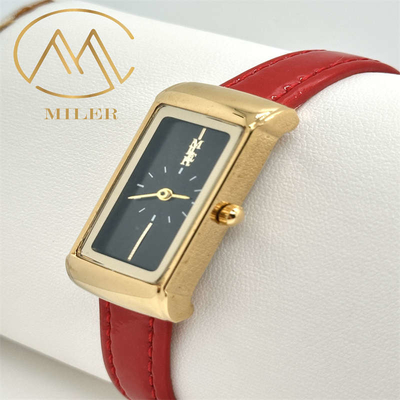 Laser Engraved Leather Strap Watch Quartz Movement Personalized With Logo Case Back