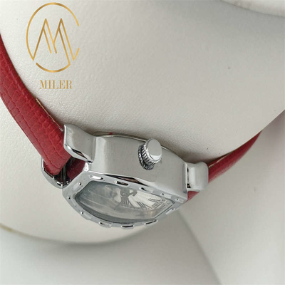 Modern Leather Strap Quartz Wrist Watch With 30 Meters Water Resistance