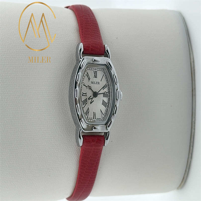 Modern Leather Strap Quartz Wrist Watch With 30 Meters Water Resistance