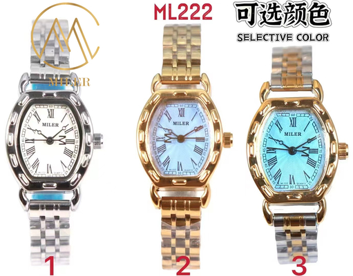 Logo Customized Oval Case Shaps Ml 222 Stainless Steel Strap Quartz Women Watch