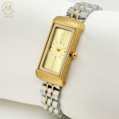 Custom Analog Lady Quartz Watch Silver And Golden Band Stainless Steel Quartz Watches