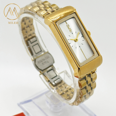 Custom Analog Lady Quartz Watch Silver And Golden Band Stainless Steel Quartz Watches