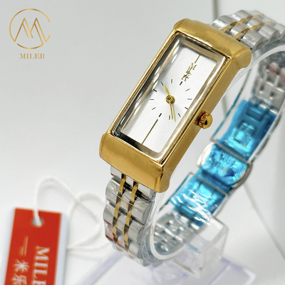 Custom Analog Lady Quartz Watch Silver And Golden Band Stainless Steel Quartz Watches