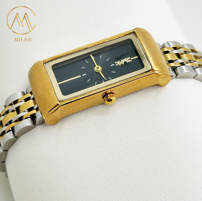 Black Dial Luxury Ladies Stylish Wrist Watch With Stainless Steel Strap