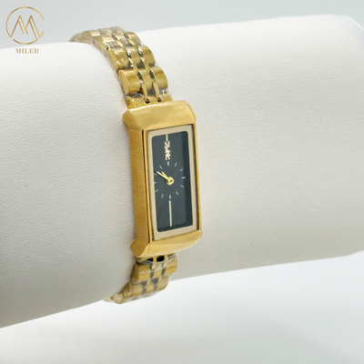 Black Dial Luxury Ladies Stylish Wrist Watch With Stainless Steel Strap