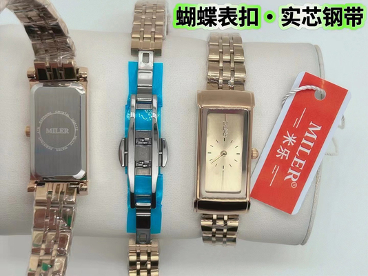 Classic Luminous Ladies Fashion Wrist Watches Stainless Steel With Buckle Closure
