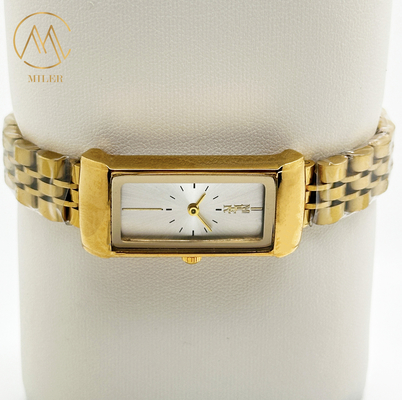 Elegant Lady Quartz Watch With 14mm Silver / Golden Stainless Steel Band