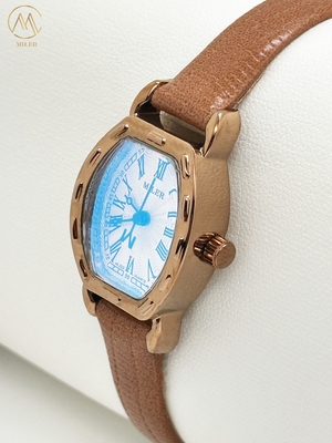 Fashion White Dial Ladies Quartz Wrist Watch With Leather Band And Luminous Hands