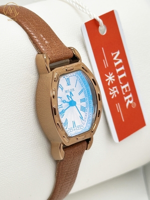 Fashion White Dial Ladies Quartz Wrist Watch With Leather Band And Luminous Hands