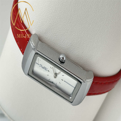 Laser Printing Logo Leather Strap Quartz Watch with 30 Meters Water Waterproof