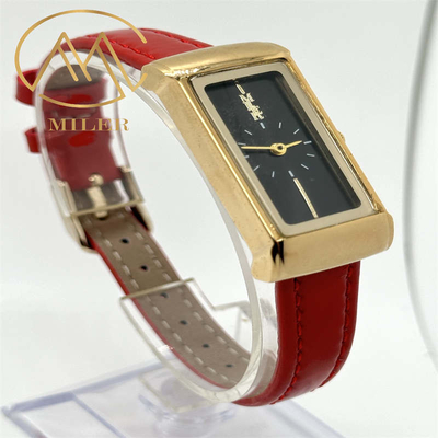 Laser Printing Logo Leather Strap Quartz Watch with 30 Meters Water Waterproof