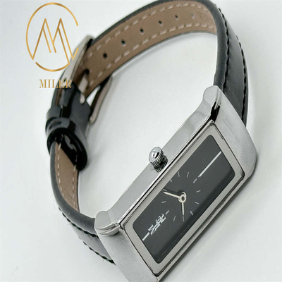 Laser Printing Logo Leather Strap Quartz Watch with 30 Meters Water Waterproof