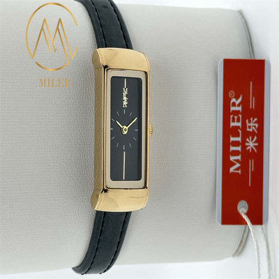 Miler ML111 Factory Leather Band Quartz Wrist Watch with Hook Buckle in Picture Color