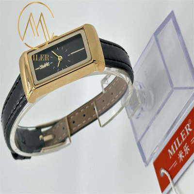 Miler ML111 Factory Leather Band Quartz Wrist Watch with Hook Buckle in Picture Color