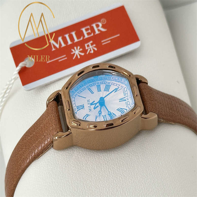Customized LOGO Waterproof Quartz Wrist Watch For Women with Leather Strap