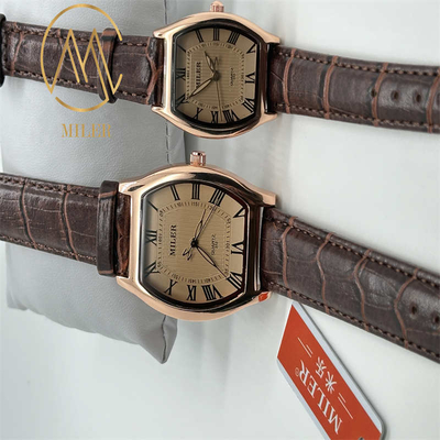 Customized Leather Strap Quartz Watch 30m Waterproof Quartz Wrist Watch