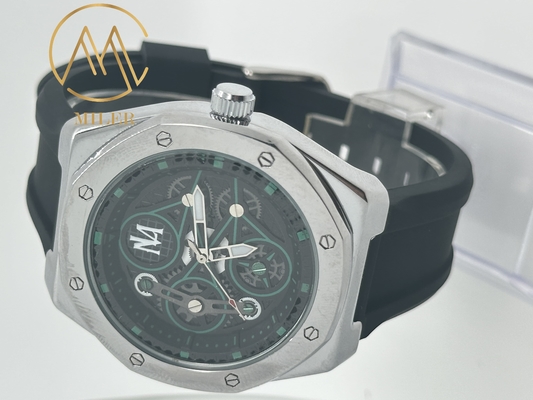 Customized Trendy Quartz Wrist Watches For Men With Luminous Hands Leather Band