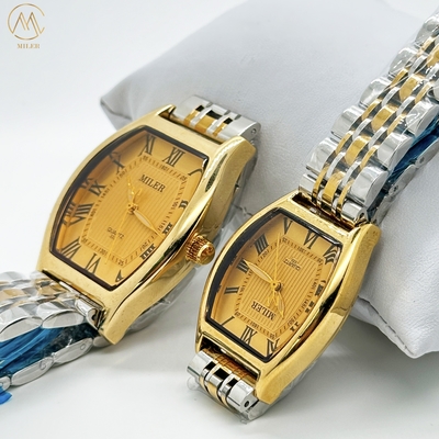 China Factory Hot Lover Luxury Business Stainless Steel Gold Classic Waterproof Couple Watch