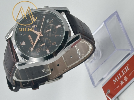 Fashion Round Dial Men′s Watch Design Multi-Function Calendar Quartz Wristwatch