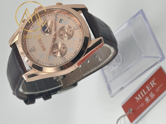 ML 666  Custom Logo Gift Watches Round Dial Black Leather Quartz Wristwatch
