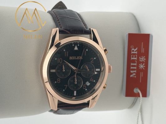 Fashion Round Dial Men′s Watch Design Multi-Function Calendar Quartz Wristwatch