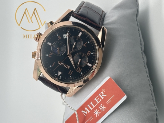 Fashion Round Dial Men′s Watch Design Multi-Function Calendar Quartz Wristwatch