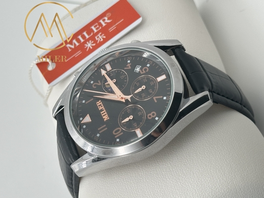 Factory Stylish Quartz Light Watch Waterproof Leather Watch With Date Display