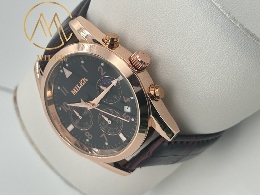 Fashion Round Dial Men′s Watch Design Multi-Function Calendar Quartz Wristwatch