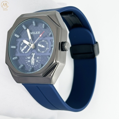 Custom Logo Miler Fashion Chronograph Quartz Men's Watch Big Dial Silicone Casual Personality Wristwatch Luxury Sports Watch