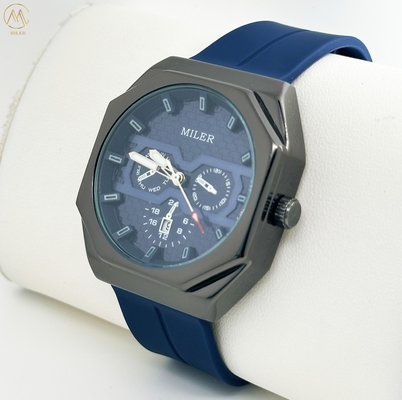Custom Logo Miler Fashion Chronograph Quartz Men's Watch Big Dial Silicone Casual Personality Wristwatch Luxury Sports Watch